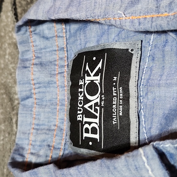 BUCKLE BLACK NO. 48 TAILORED FIT PEARL WHITE SNAP-BUTTON LONG-SLEEVED SHIRT M - Picture 2 of 14